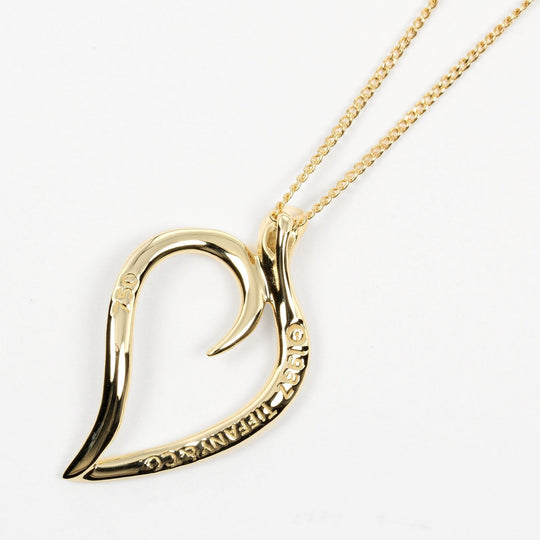 TIFFANY&Co. Necklace K18 yellow gold gold Leaf heart Women Used Authentic