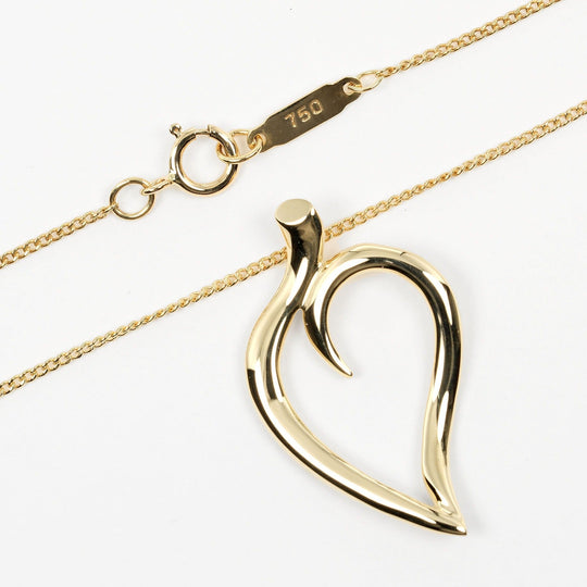 TIFFANY&Co. Necklace K18 yellow gold gold Leaf heart Women Used Authentic