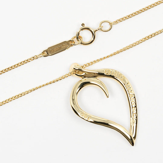 TIFFANY&Co. Necklace K18 yellow gold gold Leaf heart Women Used Authentic