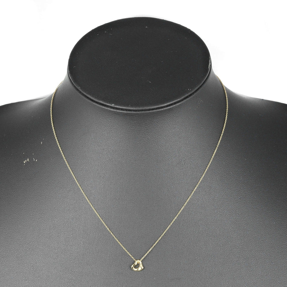 TIFFANY&Co. Necklace K18 yellow gold gold 0.3" model Open heart Women Used Authentic