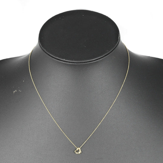 TIFFANY&Co. Necklace K18 yellow gold gold 0.3" model Open heart Women Used Authentic