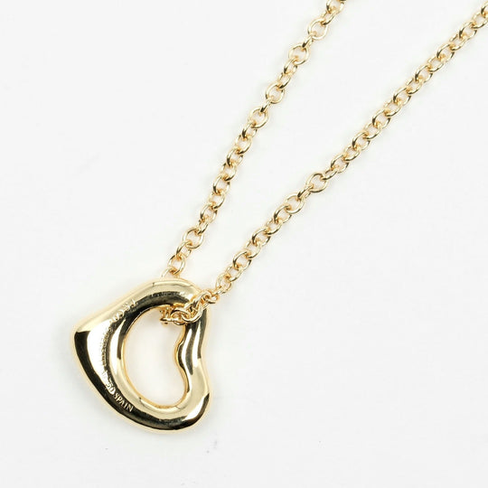 TIFFANY&Co. Necklace K18 yellow gold gold 0.3" model Open heart Women Used Authentic