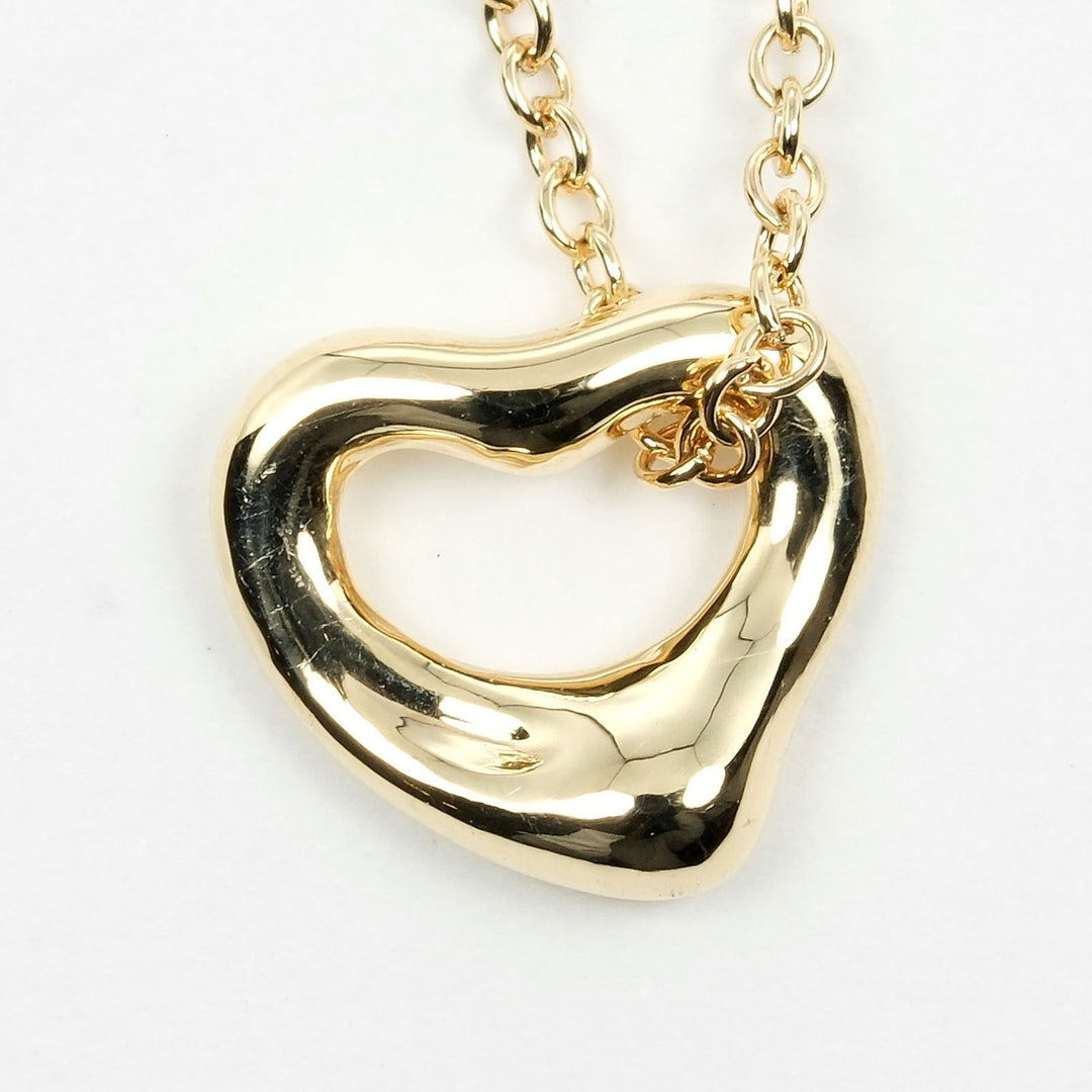 TIFFANY&Co. Necklace K18 yellow gold gold 0.3" model Open heart Women Used Authentic