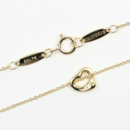 TIFFANY&Co. Necklace K18 yellow gold gold 0.3" model Open heart Women Used Authentic