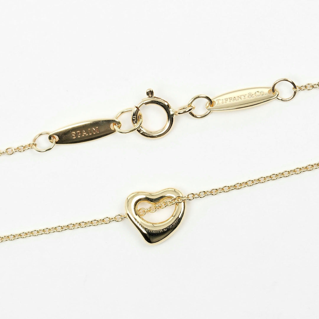 TIFFANY&Co. Necklace K18 yellow gold gold 0.3" model Open heart Women Used Authentic