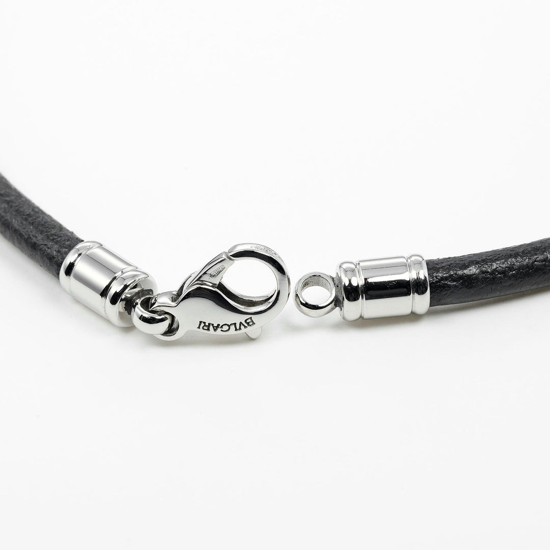 BVLGARI Necklace K18 Yellow Gold, Stainless Steel Silver Tond Heart Women Used Authentic