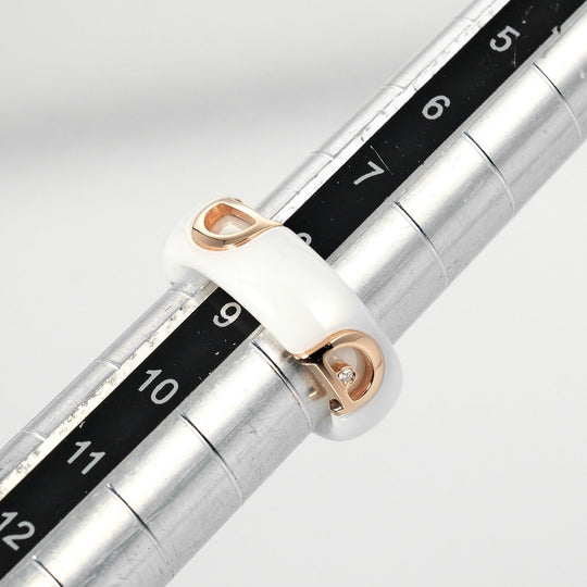 Damiani Ring 18k pink gold, diamond, white ceramic white Fine jewelry D icon Women Used Authentic