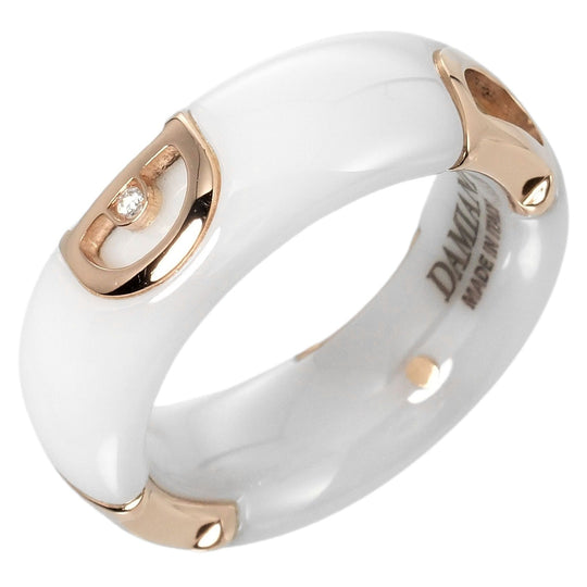 Damiani Ring 18k pink gold, diamond, white ceramic white Fine jewelry D icon Women Used Authentic