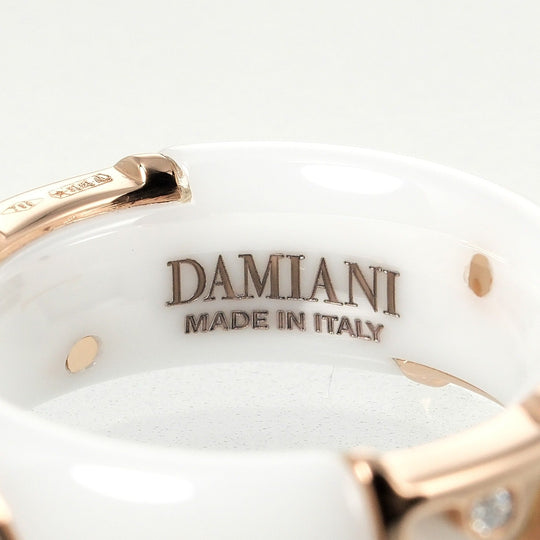 Damiani Ring 18k pink gold, diamond, white ceramic white Fine jewelry D icon Women Used Authentic