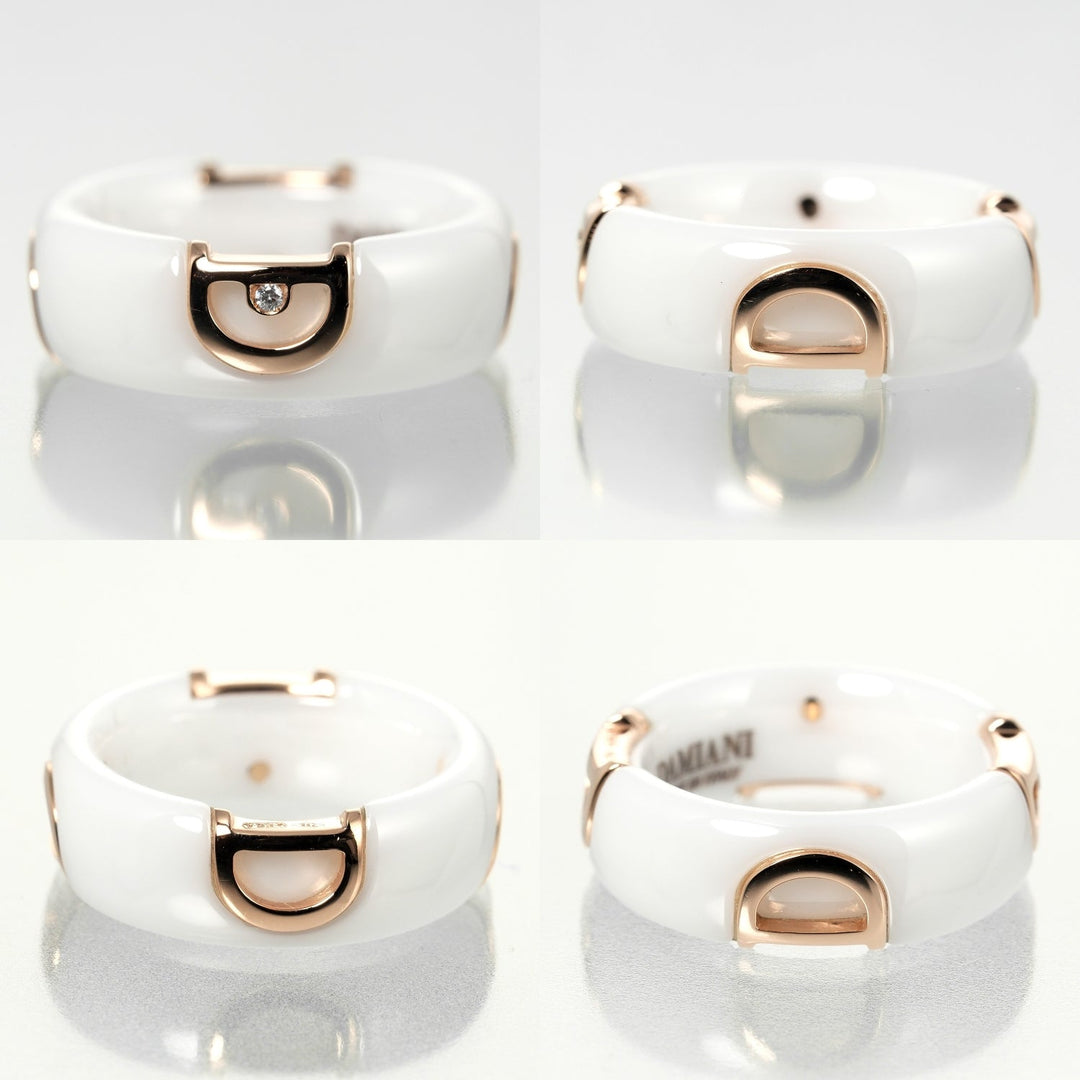 Damiani Ring 18k pink gold, diamond, white ceramic white Fine jewelry D icon Women Used Authentic