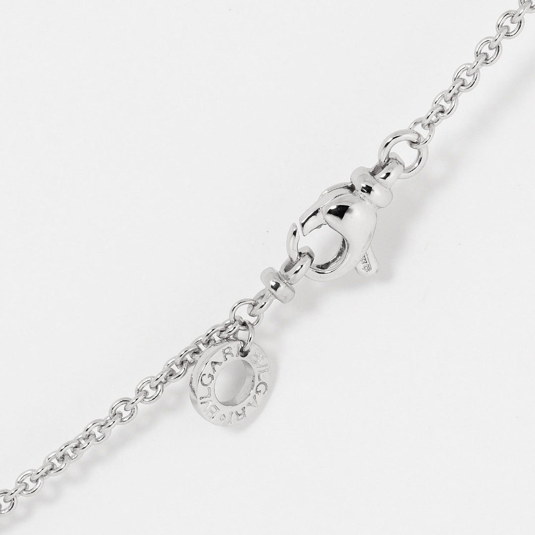 BVLGARI Necklace K18 White Gold, 16P Diamond Silver 9.53g Latin cross Women Used Authentic