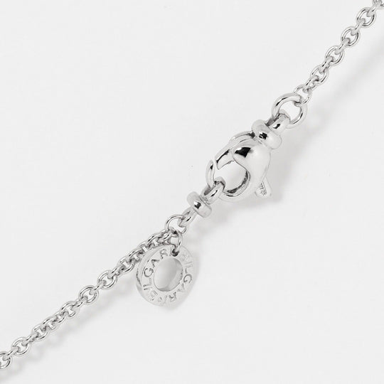 BVLGARI Necklace K18 White Gold, 16P Diamond Silver 9.53g Latin cross Women Used Authentic