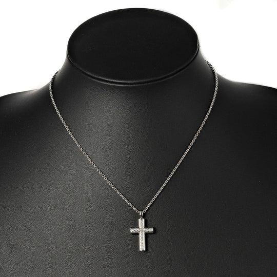 BVLGARI Necklace K18 White Gold, 16P Diamond Silver 9.53g Latin cross Women Used Authentic