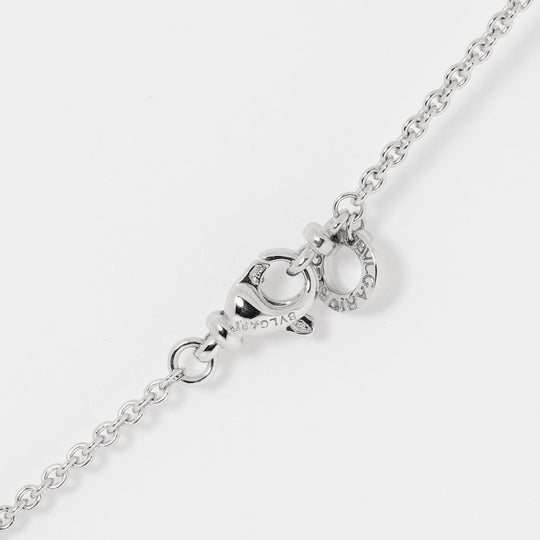 BVLGARI Necklace K18 White Gold, 16P Diamond Silver 9.53g Latin cross Women Used Authentic