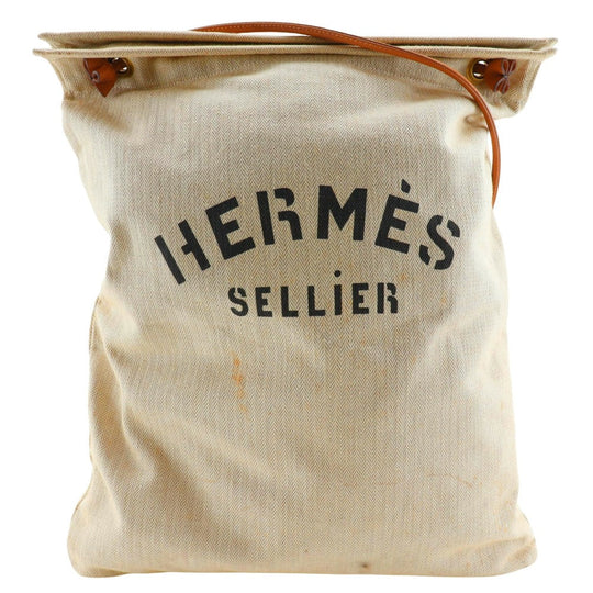 HERMES Shoulder Bag canvas beige Alain GM Women Used Authentic