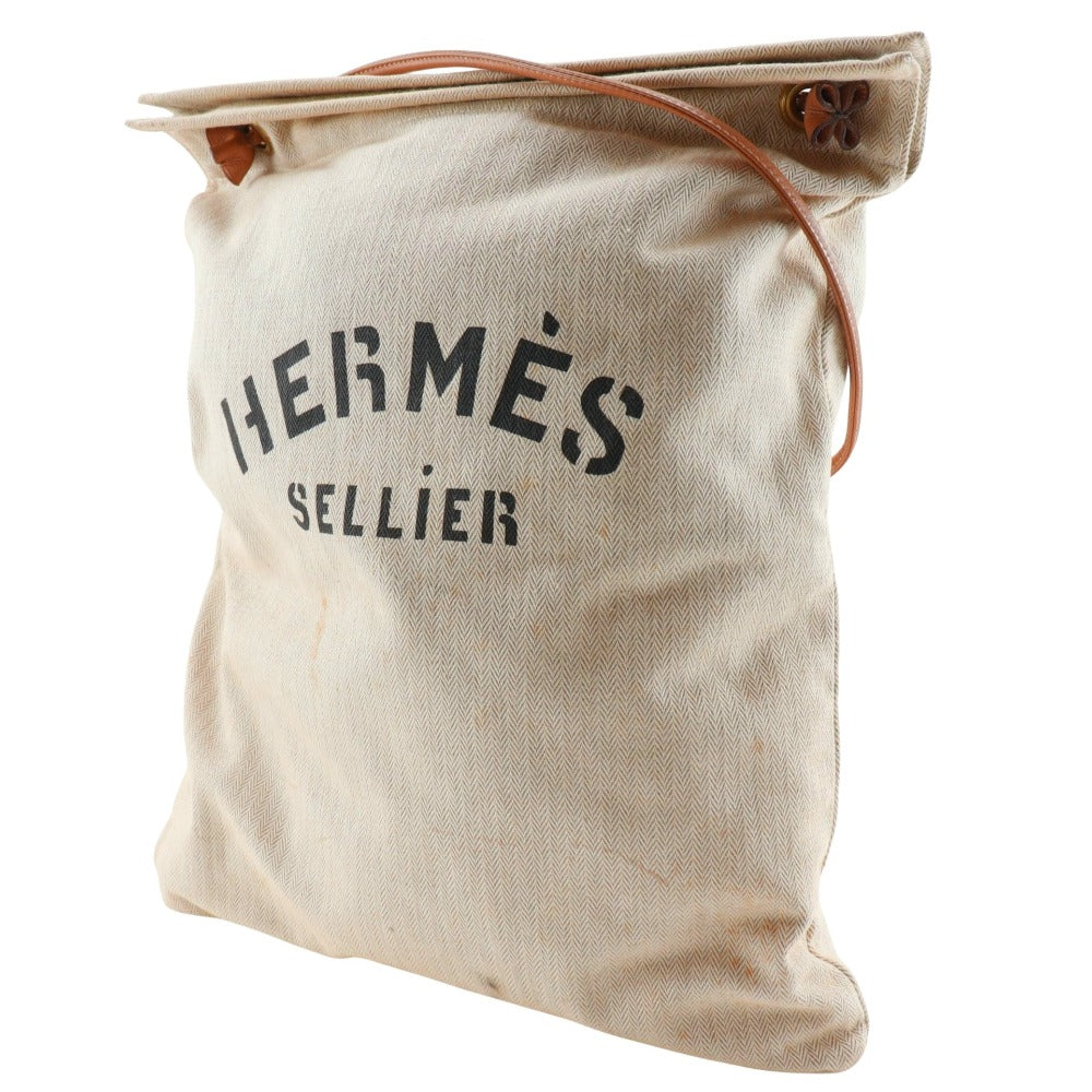 HERMES Shoulder Bag canvas beige Alain GM Women Used Authentic