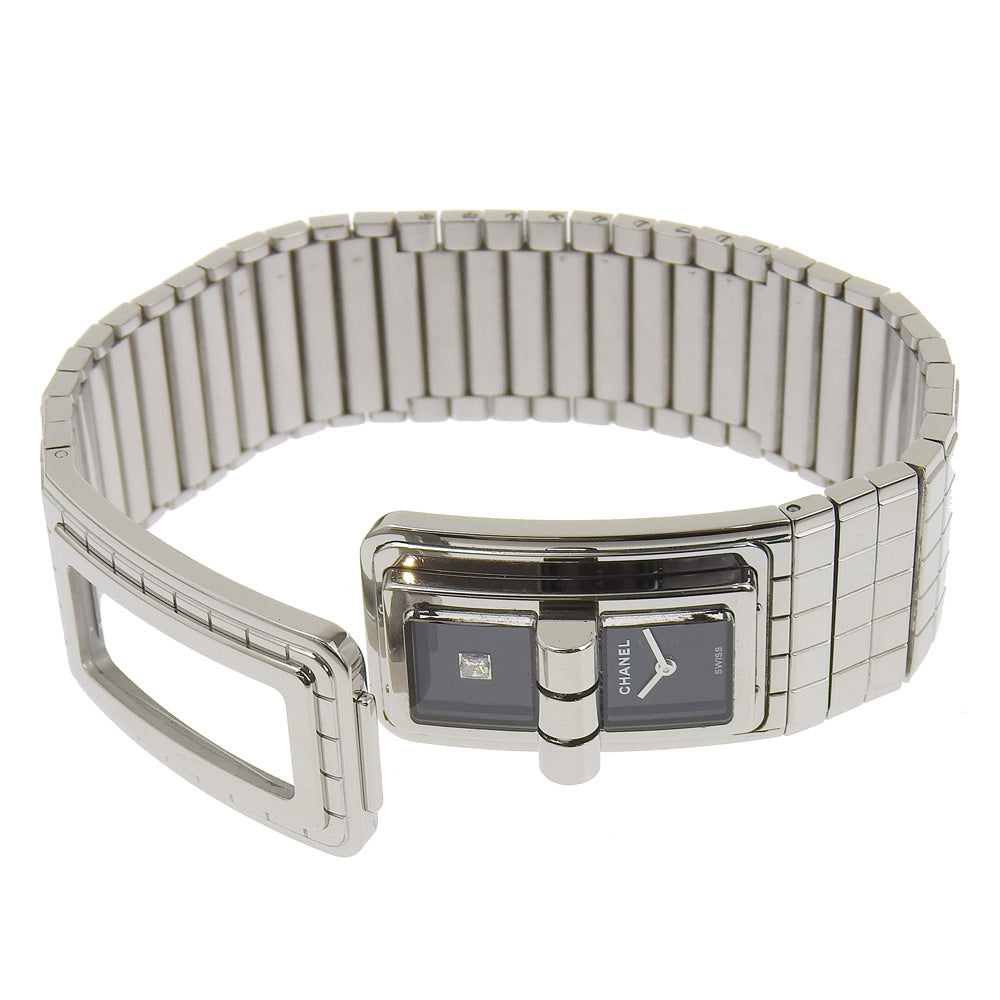 CHANEL Watches Quartz H5144 Stainless Steel Silver 1P diamond Code Coco black dial Women Used Authentic