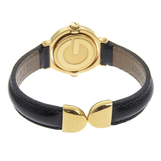 GUCCI Watches Quartz Plated Gold gold Bangle Turn face White dial Women Used Authentic