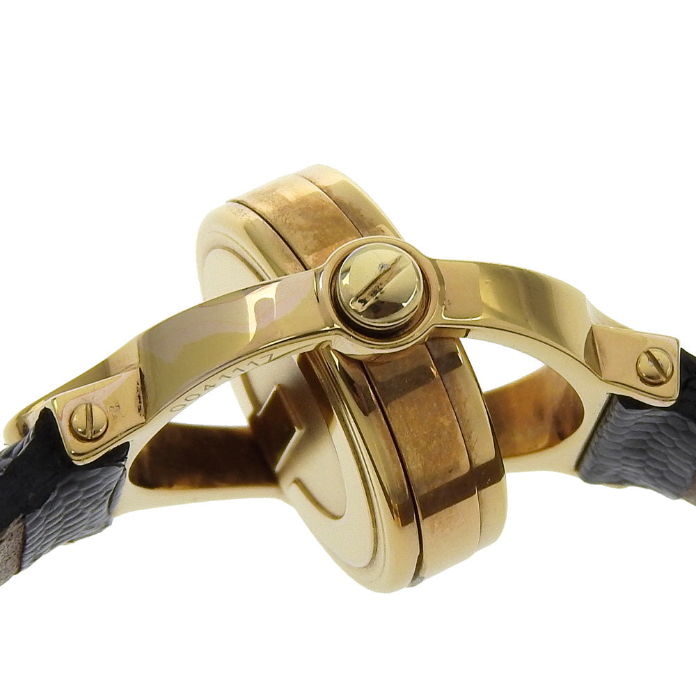 GUCCI Watches Quartz Plated Gold gold Bangle Turn face White dial Women Used Authentic