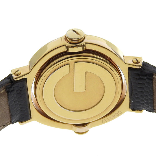 GUCCI Watches Quartz Plated Gold gold Bangle Turn face White dial Women Used Authentic