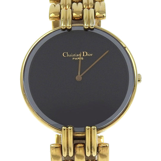 Christian Dior Watches Quartz 47 154-2 Plated Gold gold Bakira black dial mens Used Authentic