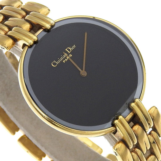 Christian Dior Watches Quartz 47 154-2 Plated Gold gold Bakira black dial mens Used Authentic