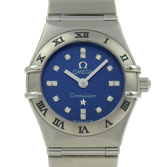 OMEGA Watches Quartz 1563.86 Stainless Steel, Diamond Silver Limited to 1999 pieces cindy crawford Constellation Mini Blue dial Women Used Authentic