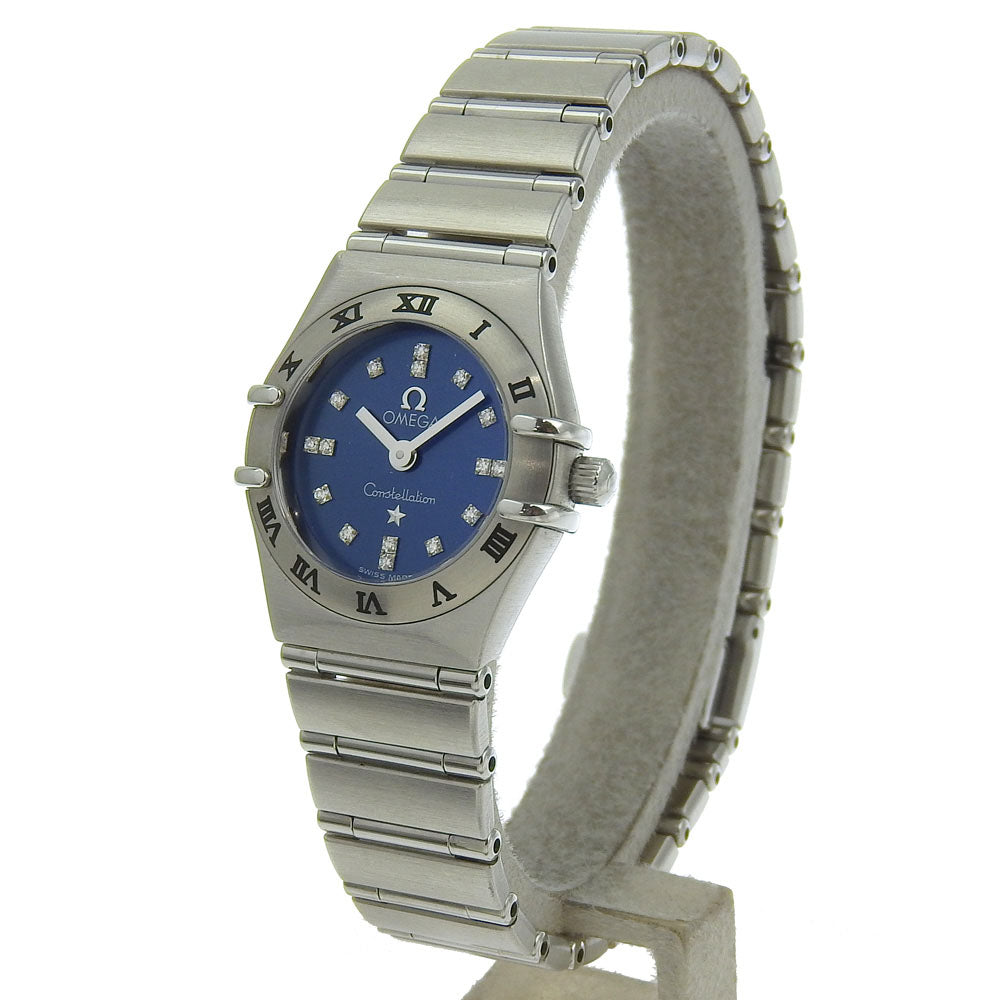 OMEGA Watches Quartz 1563.86 Stainless Steel, Diamond Silver Limited to 1999 pieces cindy crawford Constellation Mini Blue dial Women Used Authentic