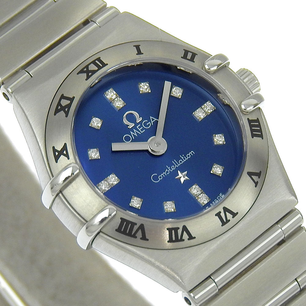 OMEGA Watches Quartz 1563.86 Stainless Steel, Diamond Silver Limited to 1999 pieces cindy crawford Constellation Mini Blue dial Women Used Authentic