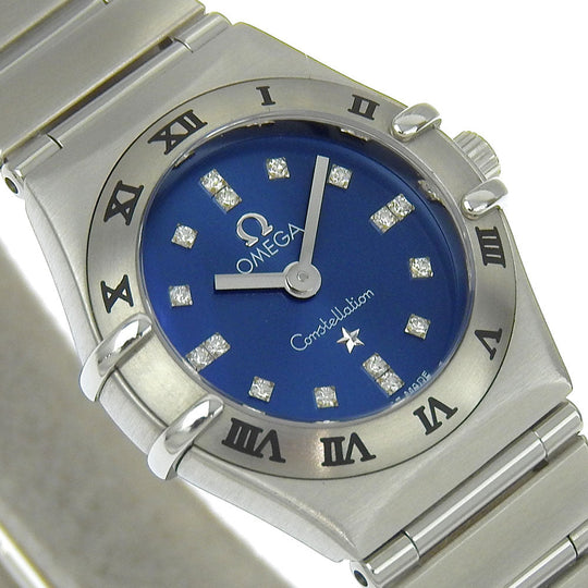 OMEGA Watches Quartz 1563.86 Stainless Steel, Diamond Silver Limited to 1999 pieces cindy crawford Constellation Mini Blue dial Women Used Authentic