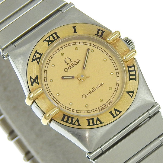 OMEGA Watches Quartz Plated Gold , Stainless Steel gold Constellation gold dial Women Used Authentic