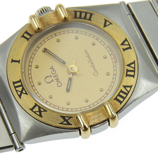 OMEGA Watches Quartz Plated Gold , Stainless Steel gold Constellation gold dial Women Used Authentic