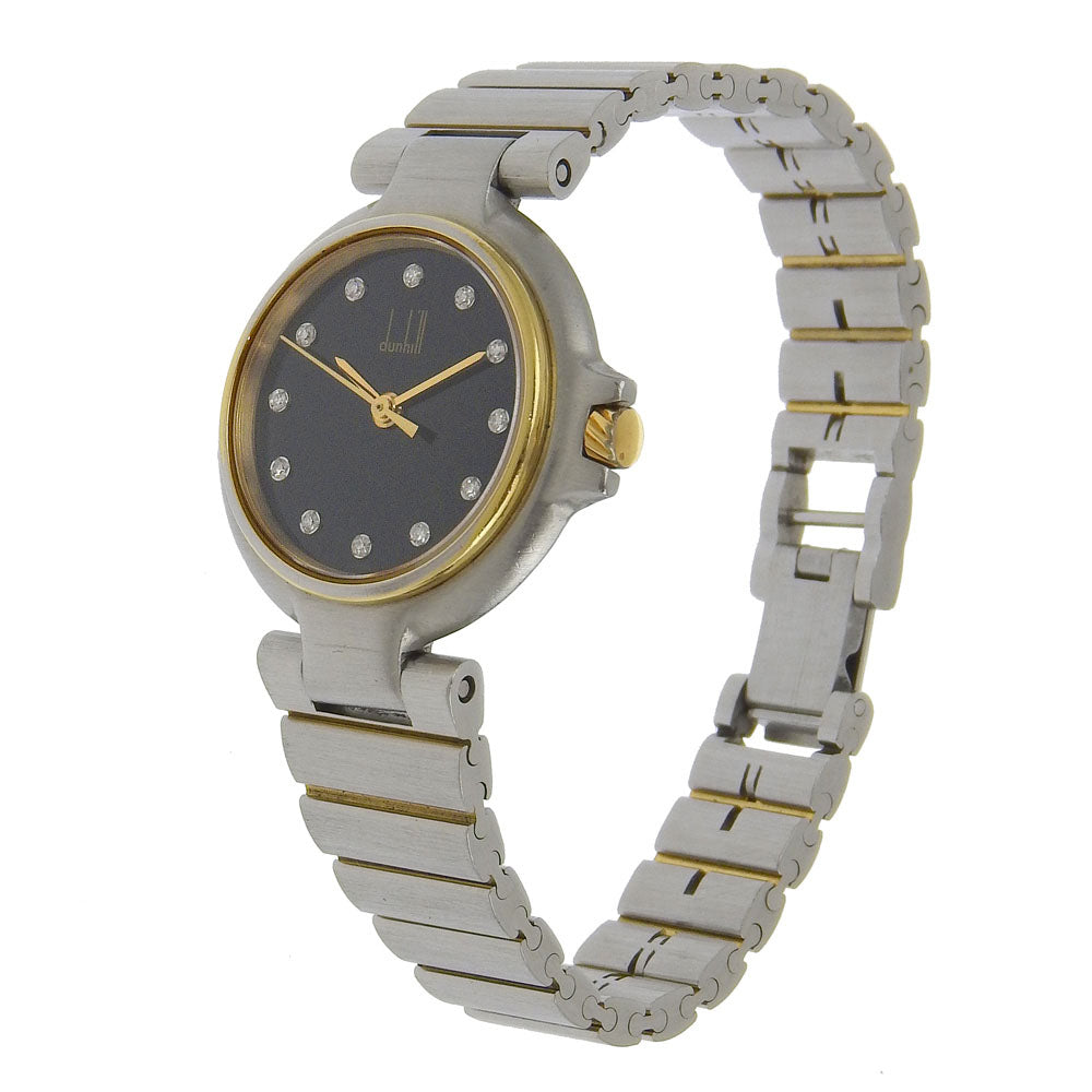 Dunhill Watches Quartz Stainless Steel , Plated Gold Silver 12P diamond Millennium black dial Women Used Authentic