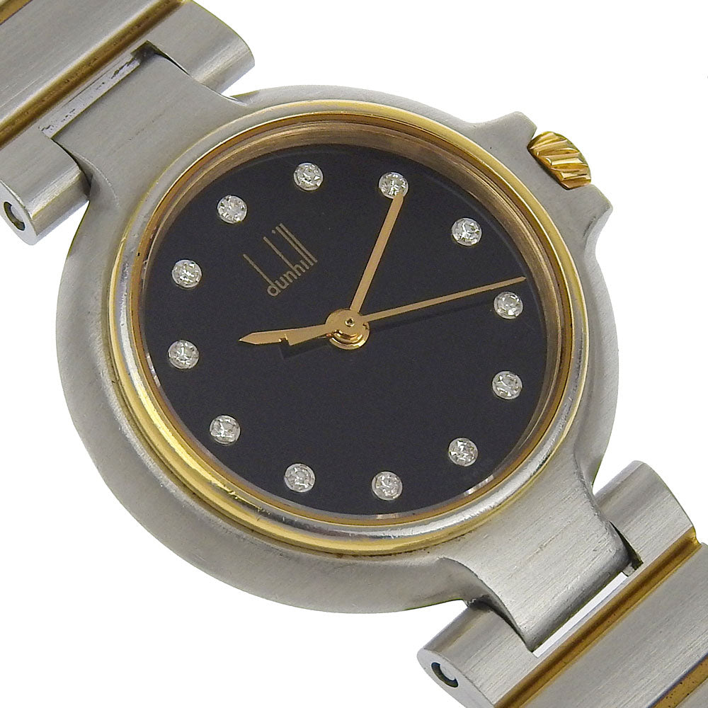 Dunhill Watches Quartz Stainless Steel , Plated Gold Silver 12P diamond Millennium black dial Women Used Authentic
