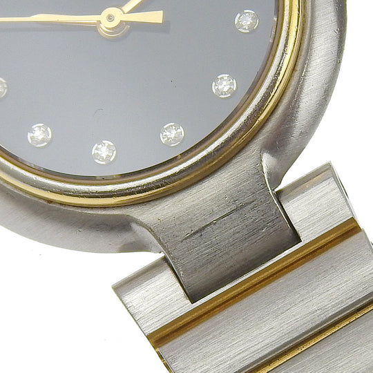 Dunhill Watches Quartz Stainless Steel , Plated Gold Silver 12P diamond Millennium black dial Women Used Authentic