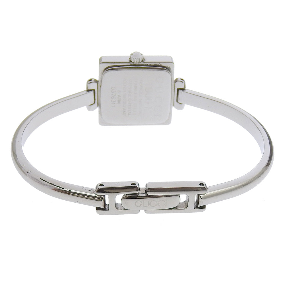 GUCCI Watches Quartz 1900L Stainless Steel Silver Bangle watch black dial Women Used Authentic