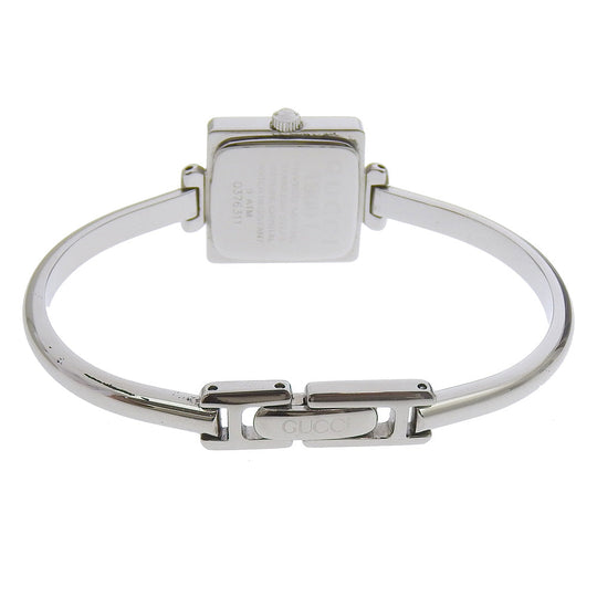 GUCCI Watches Quartz 1900L Stainless Steel Silver Bangle watch black dial Women Used Authentic