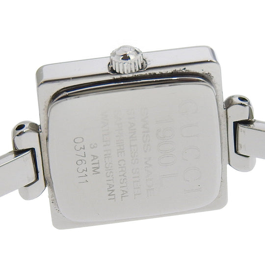 GUCCI Watches Quartz 1900L Stainless Steel Silver Bangle watch black dial Women Used Authentic
