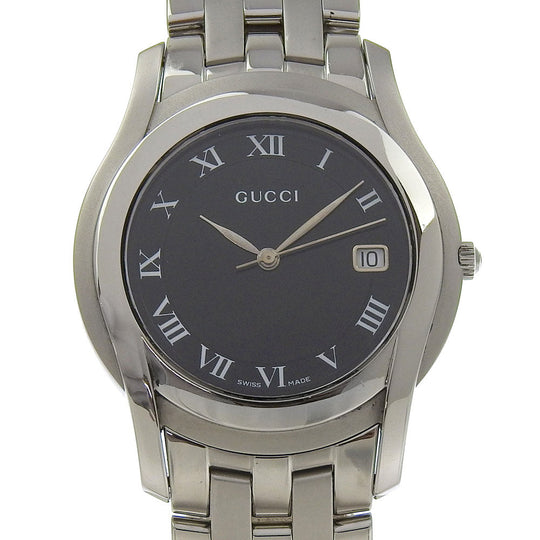 GUCCI Watches Quartz 5500M Stainless Steel Silver black dial mens Used Authentic