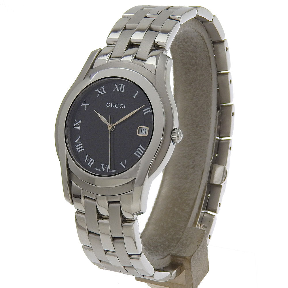 GUCCI Watches Quartz 5500M Stainless Steel Silver black dial mens Used Authentic