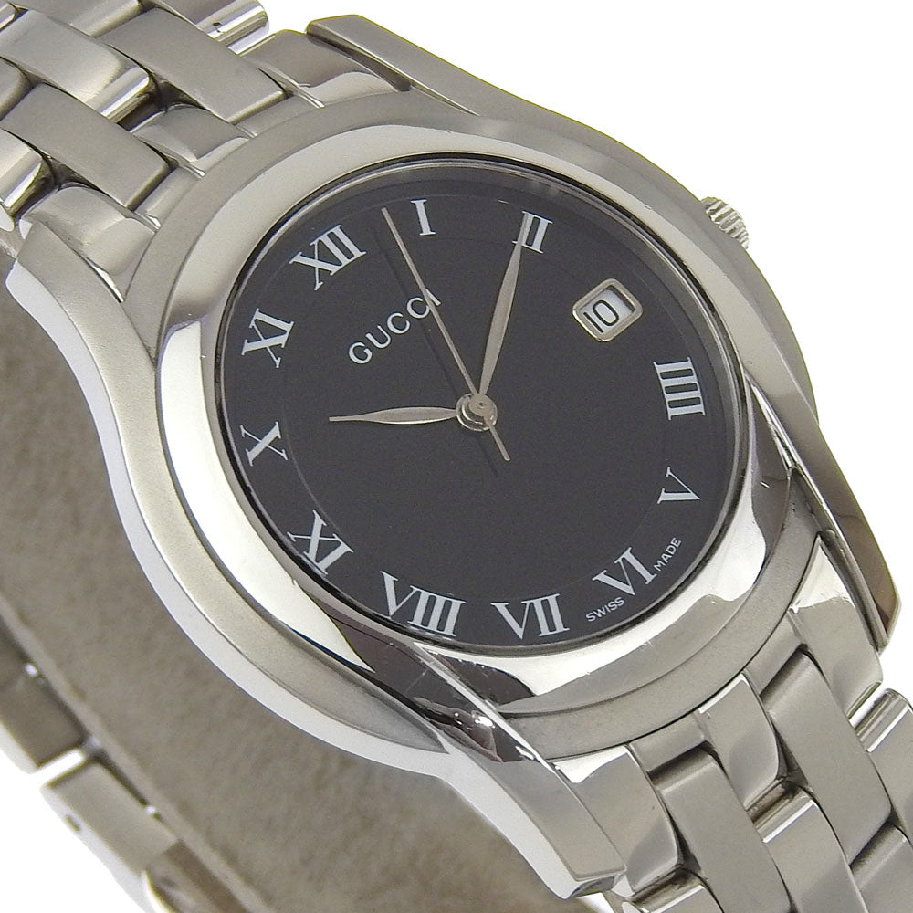 GUCCI Watches Quartz 5500M Stainless Steel Silver black dial mens Used Authentic