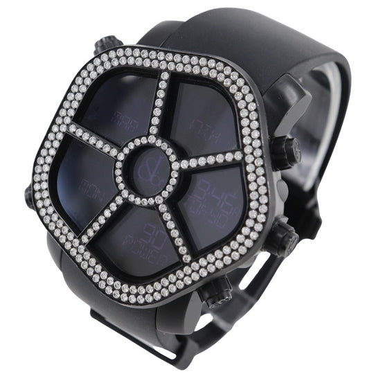JACOB&CO Watches Quartz JC-GST-WHD Stainless Steel, Rubber black GMT 5 Time Zone Ghost black dial mens Used Authentic