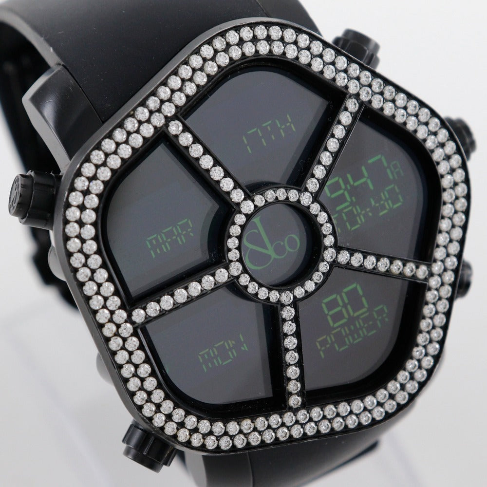 JACOB&CO Watches Quartz JC-GST-WHD Stainless Steel, Rubber black GMT 5 Time Zone Ghost black dial mens Used Authentic