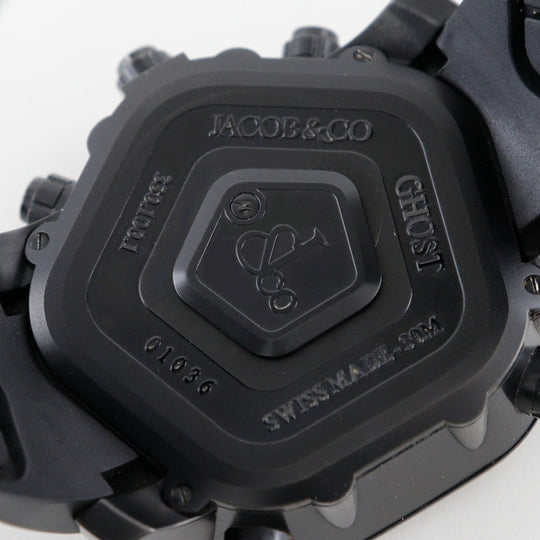 JACOB&CO Watches Quartz JC-GST-WHD Stainless Steel, Rubber black GMT 5 Time Zone Ghost black dial mens Used Authentic