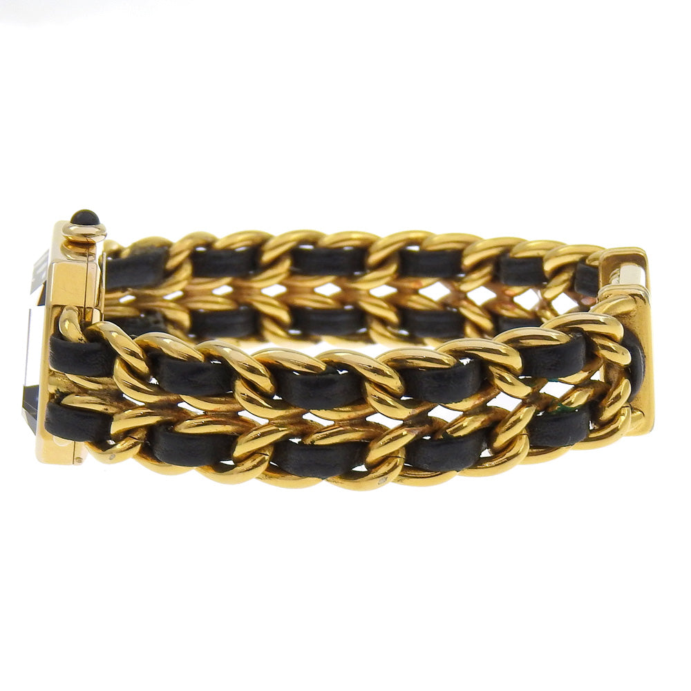 CHANEL Watches Quartz H0001 Plated Gold , Leather gold Premiere L black dial Women L Used Authentic