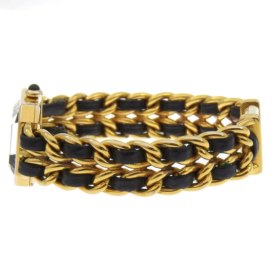 CHANEL Watches Quartz H0001 Plated Gold , Leather gold Premiere L black dial Women L Used Authentic