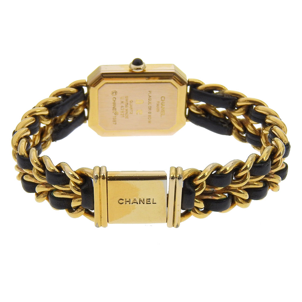 CHANEL Watches Quartz H0001 Plated Gold , Leather gold Premiere L black dial Women L Used Authentic