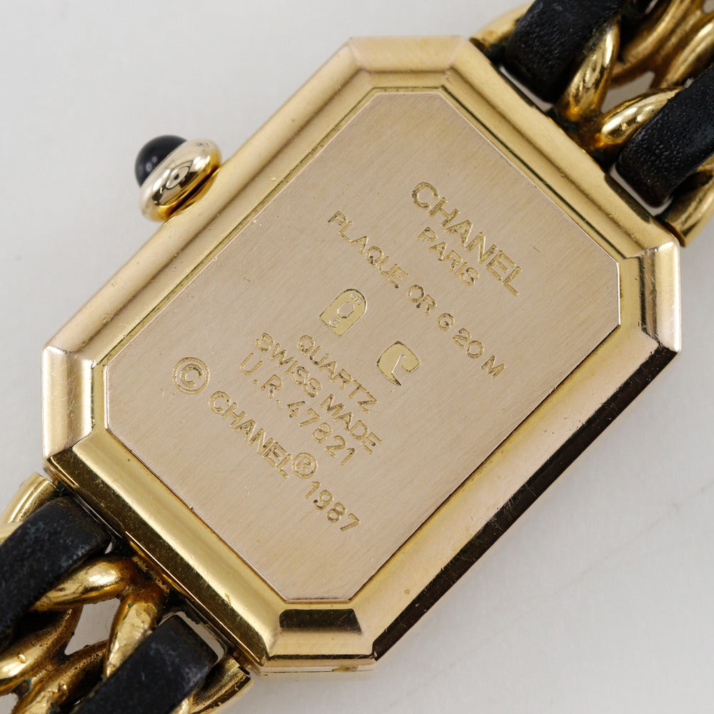CHANEL Watches Quartz H0001 Plated Gold , Leather gold Premiere L black dial Women L Used Authentic