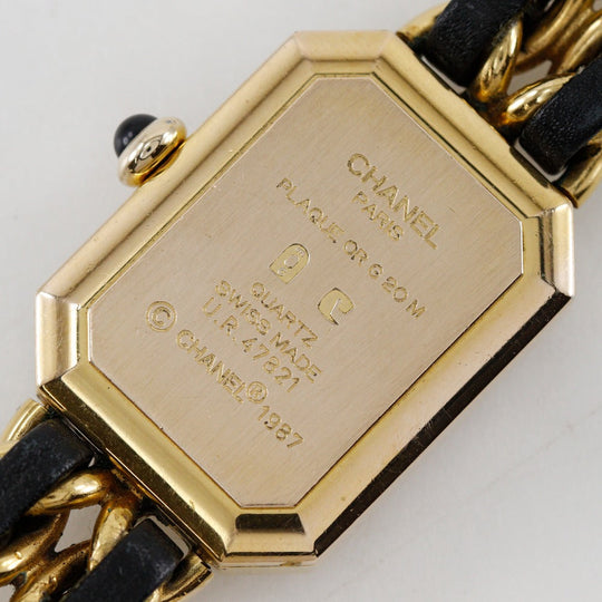 CHANEL Watches Quartz H0001 Plated Gold , Leather gold Premiere L black dial Women L Used Authentic