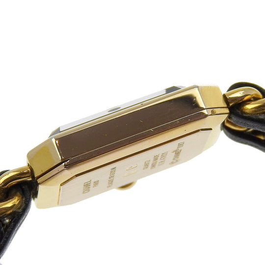 CHANEL Watches Quartz H0001 Plated Gold , Leather gold Premiere L black dial Women L Used Authentic
